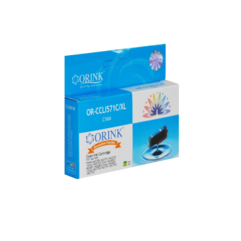 ORINK Tusz CLI571XLC do drukarek Canon Pixma MG5750 / MG6850 / MG7750 / CLI571C | Cyan | 12ml.