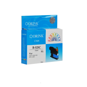 ORINK Tusz LC525XLC do drukarek Brother DCP J100 / DCP J105 / MFC J200 | Cyan | 15ml.