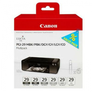 Canon Tusz PGI-29 Multi pack, Bk/Color MBK/PBK/DGY/GY/LGY/CO, 6 x 36 ml.