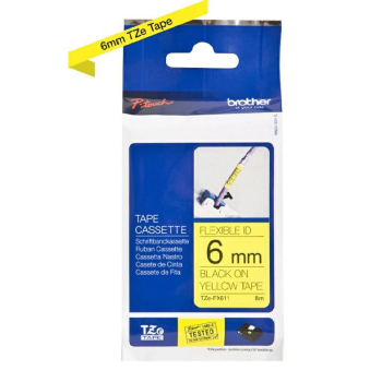 Brother Taśma TZE-FX611 BLACK ON YELLOW FLEXIBLE ID