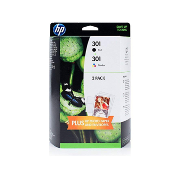 HP Tusz nr 301 BK&C J3M81AE papier 13*18 CH561,CH562 - 10 ark. + 5 kopert