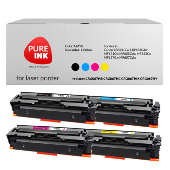 4x Toner, Pureink CRG067HB CRG067HC CRG067HM CRG067HY do LBP631 LBP633 MF657