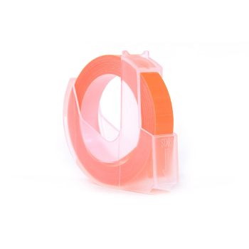 Taśma 3D JetWorld Zamiennik Dymo Białe na Fluorescencyjnym Pomarańczowym (do wytłaczania, emboss) 9mm x 3m (S0898270) (10szt.)