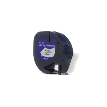Taśma JetWorld Zamiennik Dymo LabelWriter Czarny na Przezroczystym, 12mm x 4m LetraTag LT100H, LT100T, LT100, QX50, XR (12267, 12268, 16951, 16952) (S