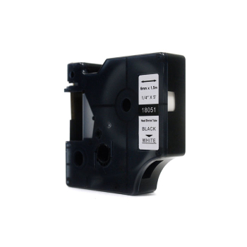 Taśma JetWorld Zamiennik Dymo Rhino Czarny na Białym (18051) termokurczliwa 6mm x 1.5m