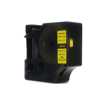 Taśma JetWorld Zamiennik Dymo Rhino Czarny na Żółtym (18058) termokurczliwa 19mm x 1.5m