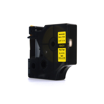 Taśma JetWorld Zamiennik Dymo Rhino Czarny na Żółtym 9mm x 5,5m Winylowa, Vinyl (18431)