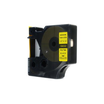 Taśma JetWorld Zamiennik Dymo Rhino Czarny na Żółtym 12mm x 5,5m Winylowa, Vinyl (18432) (S0718450)