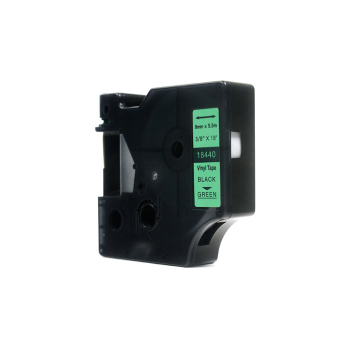 Taśma JetWorld Zamiennik Dymo Rhino Czarny na Zielonym 9mm x 5,5m Winylowa, Vinyl (18440)