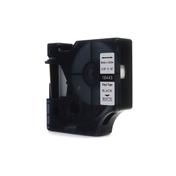 Taśma JetWorld Zamiennik Dymo Rhino Czarny na Białym 9mm x 5,5m Winylowa, Vinyl (18443) (S0718580)