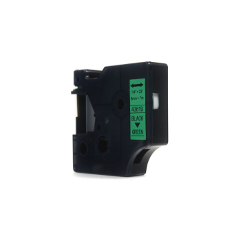 Taśma JetWorld Zamiennik Dymo D1 Czarny na Zielonym 6mm x 7m LM100, LM100+, LM200, LM300, LM400, LM420P, LM350, LM350D, LM360D, LM450D, LM260P, LM120P