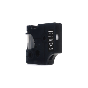 Taśma JetWorld Zamiennik Dymo D1 Biały na Czarnym 6mm x 7m LM100, LM100+, LM200, LM300, LM400, LM420P, LM350, LM350D, LM360D, LM450D, LM260P, LM120P,