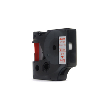 Taśma JetWorld Zamiennik Dymo D1 Czerwony na Białym 12mm x 7m LM100, LM100+, LM200, LM300, LM400, LM420P, LM350, LM350D, LM360D, LM450D, LM260P, LM120