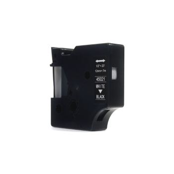 Taśma JetWorld Zamiennik Dymo D1 Biały na Czarnym 12mm x 7m LM100, LM100+, LM200, LM300, LM400, LM420P, LM350, LM350D, LM360D, LM450D, LM260P, LM120P,