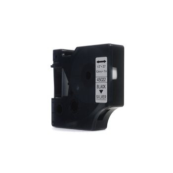 Taśma JetWorld Zamiennik Dymo D1 Czarny na Srebrnym 12mm x 7m LM100, LM100+, LM200, LM300, LM400, LM420P, LM350, LM350D, LM360D, LM450D, LM260P, LM120
