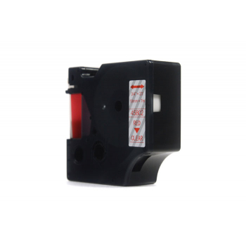 Taśma JetWorld Zamiennik Dymo D1 Czerwony na Przezroczystym, 19mm x 7m (45802) (S0720820)