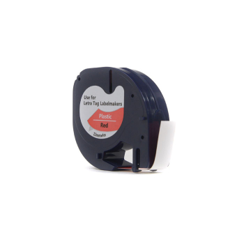 Taśma JetWorld Zamiennik Dymo LetraTag Czarny na Czerwonym, 12mm x 4m (59424, 91203, 91333, 91223) (S0721580, S0721630)