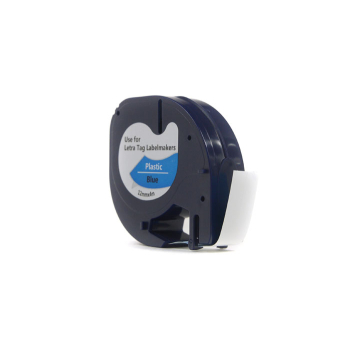 Taśma JetWorld Zamiennik Dymo LetraTag Czarny na Niebieskim, 12mm x 4m (59426, 91205, 91335, 91225) (S0721600, S0721650)